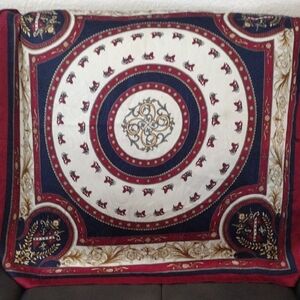 Elegant Red and Blue Patterned Scarf